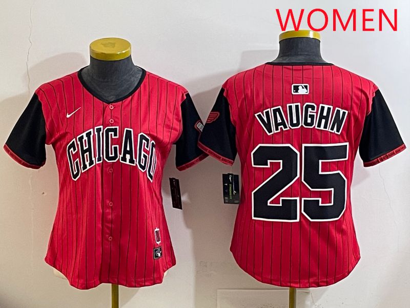 Women 2025 Chicago White Sox #25 Vaughn Red Joint Name Nike MLB Jersey style 21